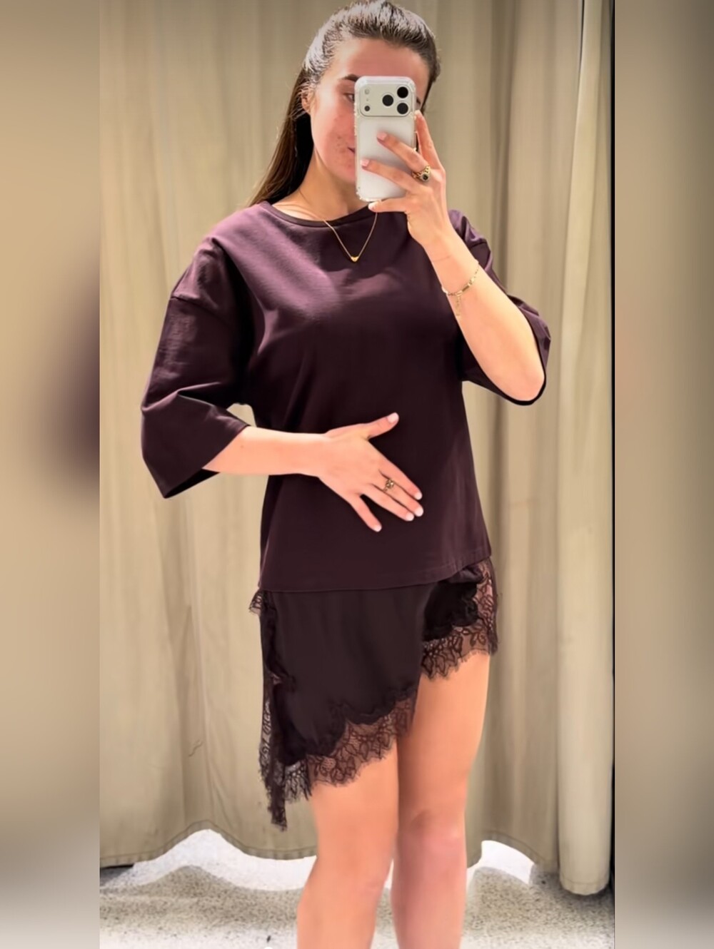 ZARA COMBINATION LACE T-SHIRT